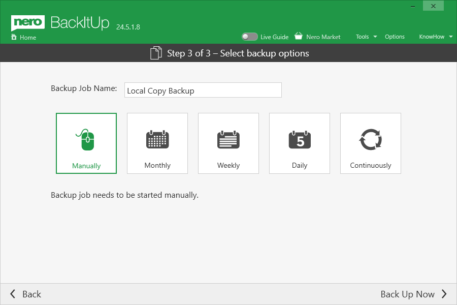The Nero BackItUp software can now start its backup automatically as soon as an external hard drive is connected.