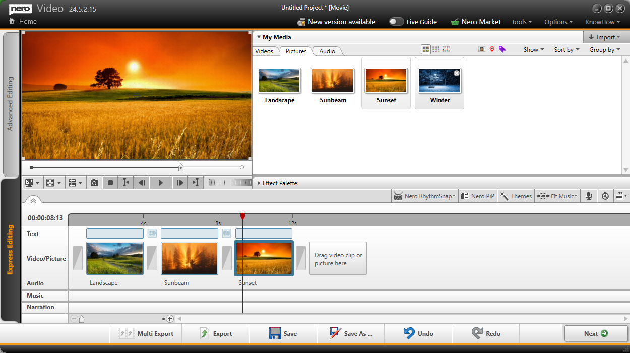 Import your photos to Nero Video