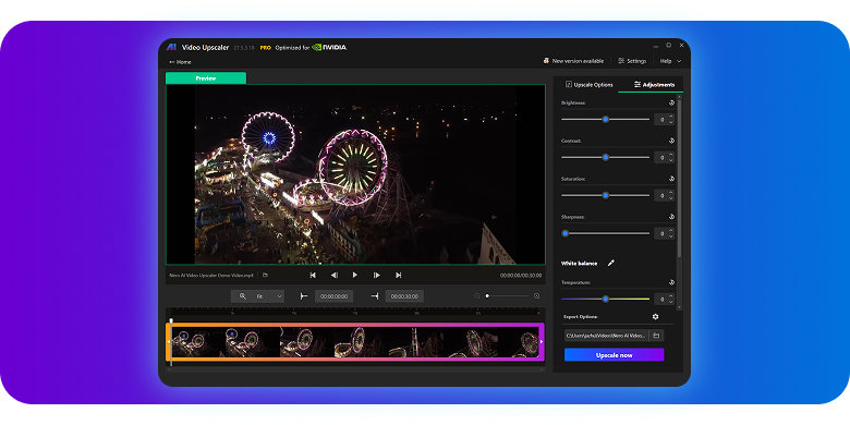 Nero AI Video Upscaler - Color Adjustment